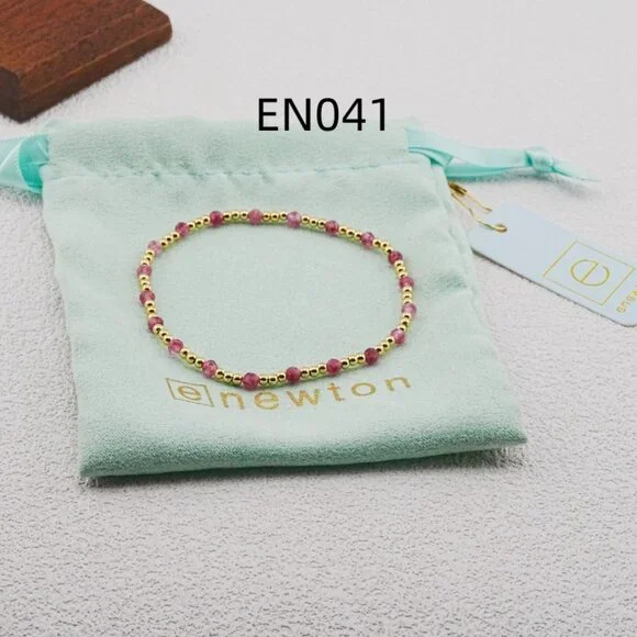 Enewton Pink Natural Stone & Gold Bead Bracelet